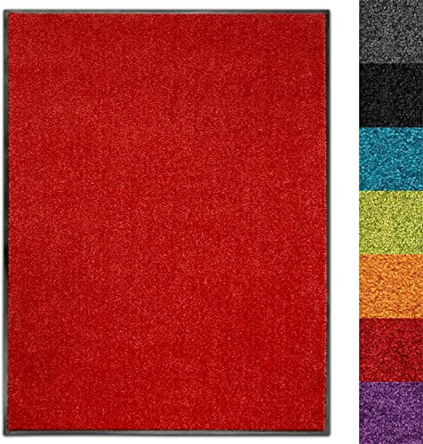 KARAT - Tapis Anti-salissures - Paillasson de Porte Lavable et Ultra Absorbant - Tapis de Porte Dos et Surface antidérapant - Use&Wash, 40 x 60 cm, Rouge 15