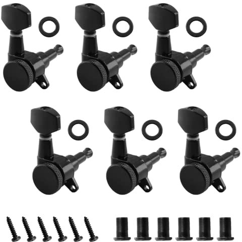 LifCratms Stimmwirbel für Fender, Stratocaster, Strat, Telecaster, Telecaster, Telecaster, Telecaster, Telecaster, E-Gitarre, Schwarz, 6 Stück