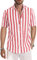 Meilicloth Men's Short Sleeve Shirts Summer Striped Casual Shirt Button Down Regular Fit Tops, Top for Long Lasting Comfort Red