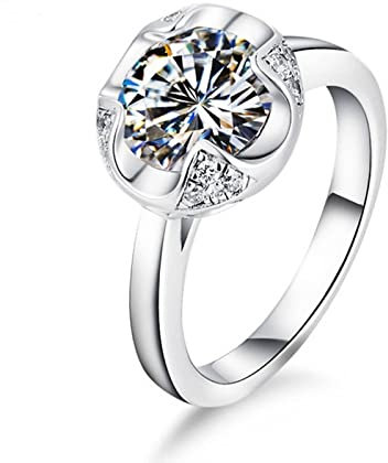 Musihy Zeigefinger Ring, Ring Frauen Zirkonring Blume Zirkonia Weiß Ringgröße 49 Pärchen Geschenke