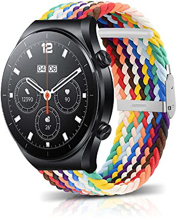 MiRowy Bracelet Compatible avec Xiaomi Mi Watch 2 Pro/Xiaomi Watch S1 Pro/Xiaomi Mi Watch S1 Active, 22mm Nylon élastique Band pour Xiaomi Mi Watch/Xiaomi Mi Watch S1, Arc-en-Ciel
