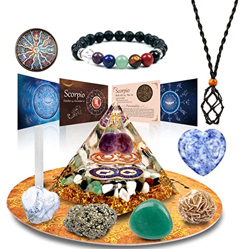vuUUuv Horoskop Orgonpyramide , Skorpion Heilkristall Geschenkset , Sternzeichensteine ??zum begleitenden Geburtsstein, für Astrologie , Reiki , Energie, Meditation