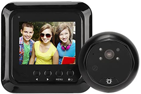 Sistema de Videoportero, Monitor TFT de 2,4 Pulgadas, Kit de Timbre de Intercomunicador de Video con Cable, Visor de Puerta de Monitoreo de Seguridad, Cámara de Ojo de Gato para(Negro)