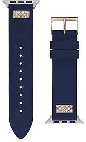 GUESS Correa de reloj inteligente para hombre compatible con Apple Watch (42-44 mm), azul marino, Moderno