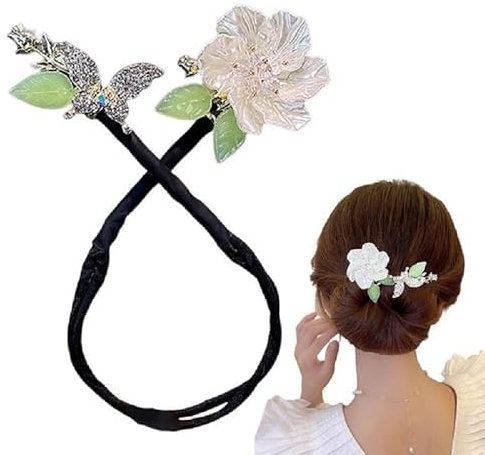 YODAOLI Ins Style Elegant Lazy Hair Curler, Flower Butterfly Lazy Hair Bun Vintage French Twist Butterfly Hair Curler for Women Girl (A)