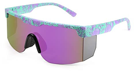 Karsaer 80er 90er Retro Sonnenbrille Herren Damen Neon Party Brille Regenbogen für Konzerte Karneval Halloween