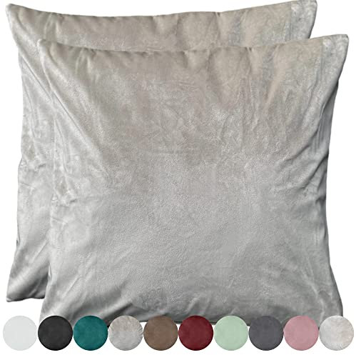 2er Pack Samt Kissenbezug Kissenhülle Set Sofakissen Samtkissen Dekorative Dekokissen Couchkissen Zierkissen Sofakissenbezug Kissen Bezug Hülle Bezüge Wohnzimmer (40x40cm, Hellbraun)