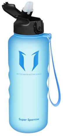Super Sparrow Gourde Avec Paille - Bouteille - 1.5L - sans BPA Tritan - Anti-fuite Reutilisable pour salle de l'école,Sport