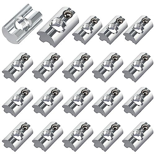 20 piezas de ranuras con ranura esférica, 8, tuercas de ranura M6, tuercas deslizantes, ranura 6 ranuras, 8 europeas, acero al carbono, tuerca en T para perfil de aluminio