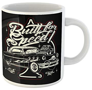 Becher Tasse 330Ml, Rockabilly Cartoon Retro Hot Rod American Car Classic Keramik Tasse Bedruckt Lustig Retro Tasse, Für Garden, Vatertagsgeschenk, Büro