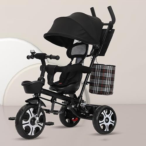 Baby Dreirad, 5 in 1 faltbares Kleinkind-Dreirad mit Schiebegriff, abnehmbarem Verdeck, Sicherheitsgurt, Fußstütze, 360° drehbarem Sitz, Kinderwagen Fahrrad Geschenk für Kinder 1-6 (Size : D)
