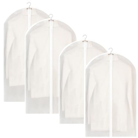 MQWDGJ Kleidersack Anzug Lange, 60 x 120/100cm Kleidersack Anzug 4 Stück, Wasserdichte und Mottensichere kleidersäcke mit Reißverschluss, Kleidersack für Anzüge Kleider Sakkos Hemden, MQWDGJ-0019