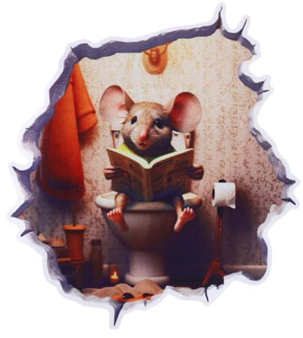 XiangSKY 2Pcs 3D Mouse Hole Wall Stickers - Realistic 3D Mouse Hole Wall Art Stickers for Wall Corner Decoration DIY Bedroom Living Room Home Decor, 14X12.7cm/5.51X5 inches