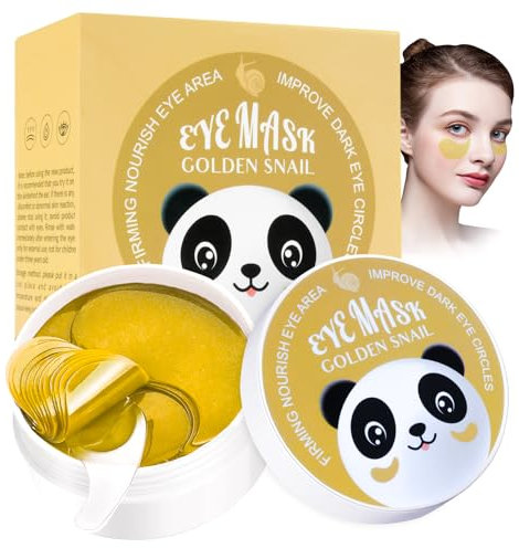 Nalikosty Augenpads Augenmaske Hyaluron Gegen Dunkle Augenringe - Eye Pads Augenpads gegen Tränensäcke Falten Augenpads - 60 Stück Gurke Eye Pads Anti-Aging (Gold)