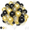 Palloncini Neri Oro, 60 Pezzi 12 Pollici Metallizzato Oro Opaco Neri Latex Coriandoli Palloncini per Uomini Donne Compleanno Battesimo Anniversario Fidanzamento Matrimonio Decorazioni Partito