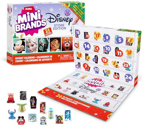 Disney Adventskalender von ZURU Mini Brands limitierte Auflage, Adventskalender 24 Tage voller Überraschungen, Minifiguren, lustiges Weihnachtsspielzeug für Kinder, bestes Geschenk für Mädchen und