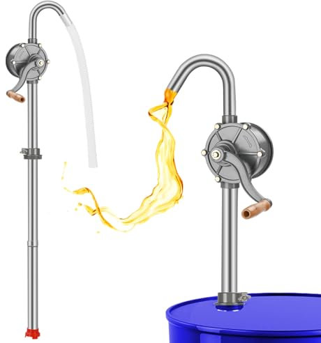 55 Gallon Drum Pump | Rotary All-Aluminum Manual Hand Transfer Pump for 5-55 Gallon Barrels - Oil, Diesel, Kerosene & Hydraulic Fluid Barrel (CYB25)