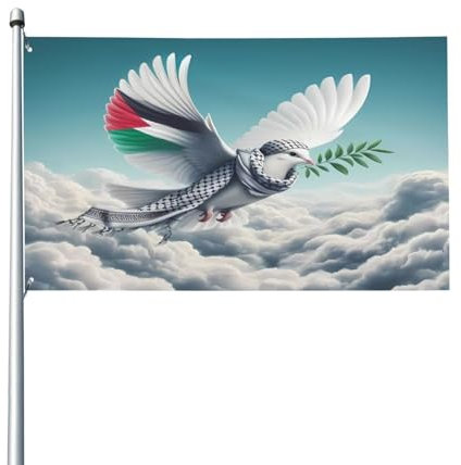Palästina Flagge Birds Paece Lichtbeständige Piratenflagge Wetterfeste Dekoration Flagge Lebendige Farbe Garten Fahnen 90X150Cm