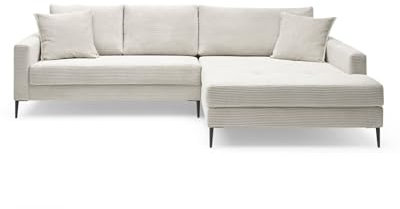 Liadomo Sofa Hilary Cream - Modernes Cord-Ecksofa - Couch mit Hohem Sitzkomfort - Pflegeleicht & Formstabil - Made in Europe - Sofa L Form Rechts, Hellbeige