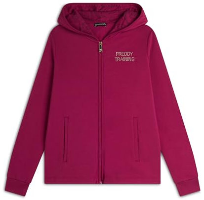 FREDDY - Felpa Donna con Zip E Cappuccio con Interno Fantasia Paisley, Donna, Viola, Extra Small