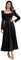IDOPIP Women's Long Sleeved Vintage Satin Maxi Dress - Corset Square Neck A-Line Lace UP Tie Puff Sleeves Wedding Party Dress Evening Gown Black XL