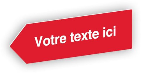 Flèche directionnelle gravée autocollante personnalisable, Plaque signalétique orientation Gauche -rouge - format 20x6