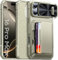 Titanium Wallet Case for iPhone 16 Pro Max | Hidden Card Holder, 4 Cards, Pop-up Camera Cover, Military Grade Protection, Durable Kickstand, Heavy Duty, Men Women, Shockproof Case