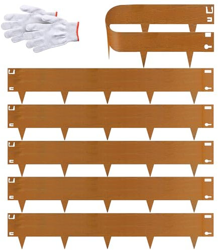 REAWOW 6 stück Cortenstahl Rasenkante Metall Mähkante, 106cmL x 20 cm H Rasenbleche Metall mit Dornen,Beeteinfassung für Hof Garten Bauernhof Verwendet Werden