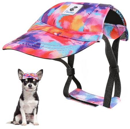 Pawaboo Hunde Baseballmütze, Hundemütze mit elastischen Ohrlöchern, Verstellbar Hundecap Sport Haustier Hut Sonnenschutz für kleine, mittelgroße & große Hunde, Hunde Outfits, S, Mehrfarbig