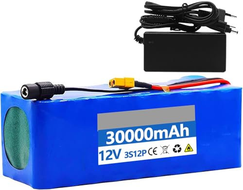 Batteria Ebike 12V 36V 48V 20Ah 30Ah, Batteria Litio Bici Elettrica 12V 36V 48V Impermeabile PVC BMS Incorporato Per 1000W ~250W Motore [Classe Di Efficienza Energetica A] 12V 30AH,XT60
