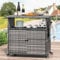 UNIONLINE Gartenschrank Rattan, Aufbewahrungsschrank Grillwagen mit Rädern für den Außenbereich, Rattan-Bartisch für die Terrasse, Servierwagen Beistellschrank für Buffets im Garten, Partys