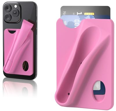 Leeneen Silikon-Hülle für Handy mit Lipgloss- und Kartenhalter, rosarot