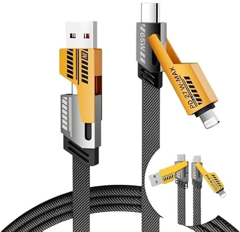 4 in 1 Multi Charging Cable, 100CM [65W] Fast Charging - Compatible with iPhone 16/15/14/13/12/11 Pro Max, Airpods, iWatch, iPad, MacBook, Samsung S24/S23/S22 & Google
