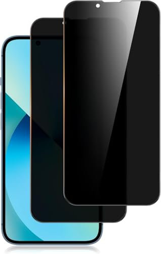 Yisica 2 Pièces Protection d'Écran Anti-Espion pour iPhone 13/13 Pro/14/16e avec Protection d'Objectif de Caméra, Film en Verre Trempé (Noir)