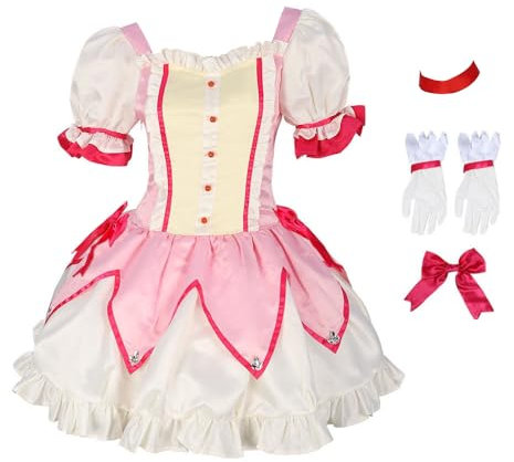 Xinnice Kaname Madoka Cosplay Outfit Anime Cosplay Costume Full Set Uniform für Damen Halloween Karneval Party Dress Up