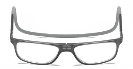 NHQZ Halfter Lesebrille mit Magnetverschluss, Lesebrillen, Bequem Magnetverschluss Vorne, Lesehilfe für Damen Herren (Grau 100 Grad)