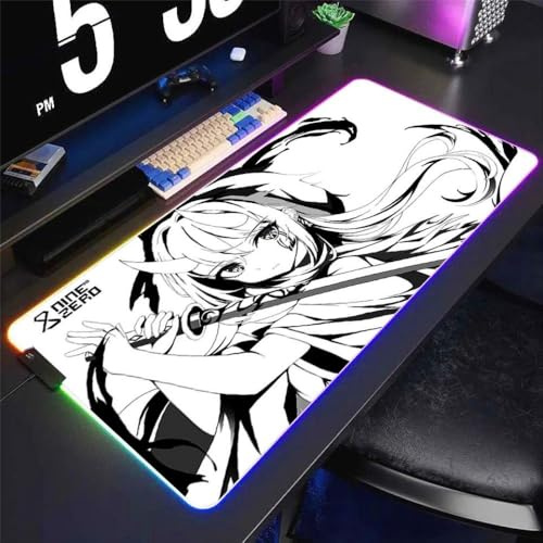 QPSJXN Anime inspiriert Yuki Aim Kazemi RGB Maus Pad -Mausmatte für Gamer große Gummi -Schreibtischmatten mit lebendigem Druckdesign(CS06413)
