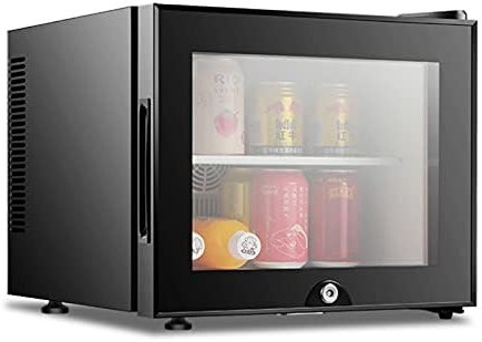 Glass Door Mini Fridge, 20L Lockable Beverage Cooler for Hotel Rooms & Dormitories - Energy Saving, Low Noise Stainless Steel