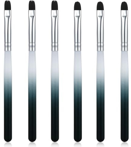 6 Pcs French Tip Detail Remover Manicure Brushes Nail Polish Remover Brush Clean Up with Round & Flat Head Pen Painting Tools for Nails Art Design & Polish Mistake Cleaning White Green Gradient Women