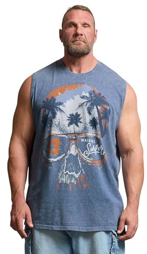 BadRhino - Skull Acid Wash Vest - Men's - Plus Size Curve
