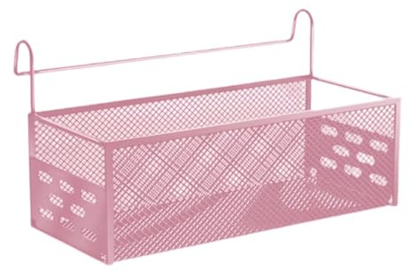 KESOTO Hängekorb für Bett, Metall-Bett-Organizer, hängender Aufbewahrungskorb, Bettregal-Organizer, Bettkorb zum Aufhängen von Büchern, Mobiltelefonen, Zeitschriften, für Wohnheim, Kinderzimmer, Rosa