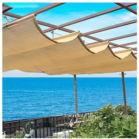 Half Cassette Electric Awning, Retractable Sun Shade Sail Waterproof PU Canopy Block Pergola Cover Multiple Sizes(4.92x13.12ft)