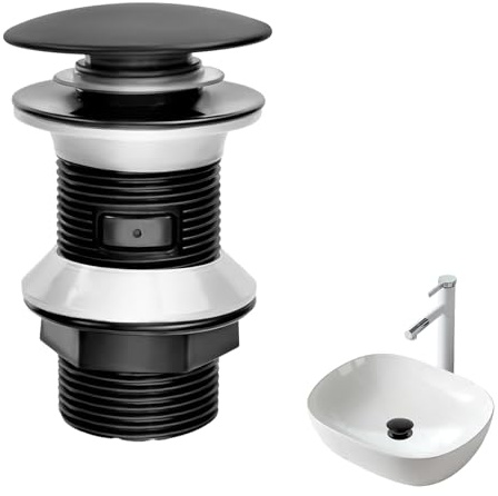 1 Stück Waschbecken Ablaufgarnitur,Abfluss Waschbecken,Waschbeckenstöpsel Pop Up,Waschbeckenstöpsel Schwarz,Ablaufgarnitur Schwarz,Ablaufventil Für Waschbecken Und Waschtisch,Universal,Ohne Überlauf
