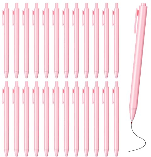 25 Stück Kugelschreiber Rosa Aesthetic Großpackung Einziehbare Gelschreiber, 0.5 mm Schwarze Tinte Gelstift für Schreiben Malerei Marker stiftefür Notizen Schule Büro (Rosa)