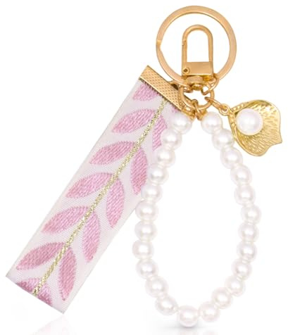 Porte-clés Perles pour Femmes,Porte-Clés Avec Lanière Courte,Élégant porte-clés esthétique,Porte Clef pour Cles, Sac, Portefeuille