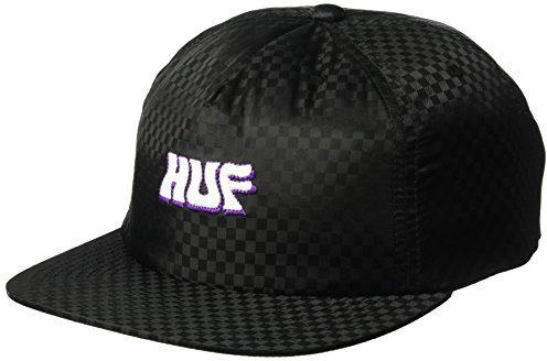 HUF Check Snapback Cap Baseballcap Basecap Baumwollcap Nyloncap Flatbrim (One Size - schwarz)