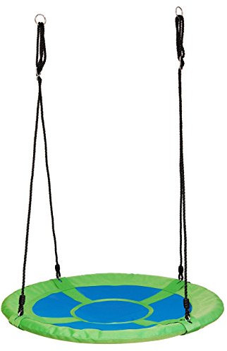 OTITU Nestschaukel Tellerschaukel Storchennest - Hängeschaukel, Rundschaukel 100 cm - Gartenschaukel Schaukelnest Outdoor-Spielplatz - Einfache Montage Runde Baumhaus Schaukel Grün