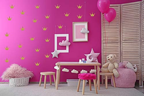 Krone Prinzessin Prinz Vinyl Sticker Set Aufkleber Wandtattoo Kinder Decor Baby Jungen oder Mädchen Kindergarten, Kinderzimmer, Babyzimmer, Süß, Decal (Gold, 32er Set)
