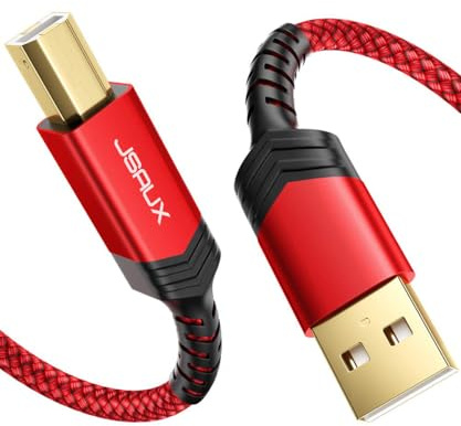 JSAUX Printer Cable 10ft, USB Printer Cord for HP Canon Dell Epson