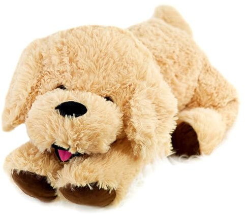 The Magic Toy Shop Giant Dog Soft Toy 70cm / 28 - Large Lying Puppy Stuffed Animal Plushie - Big Fluffy Brown Cuddly Teddy for Kids & Adults, Boys & Girls